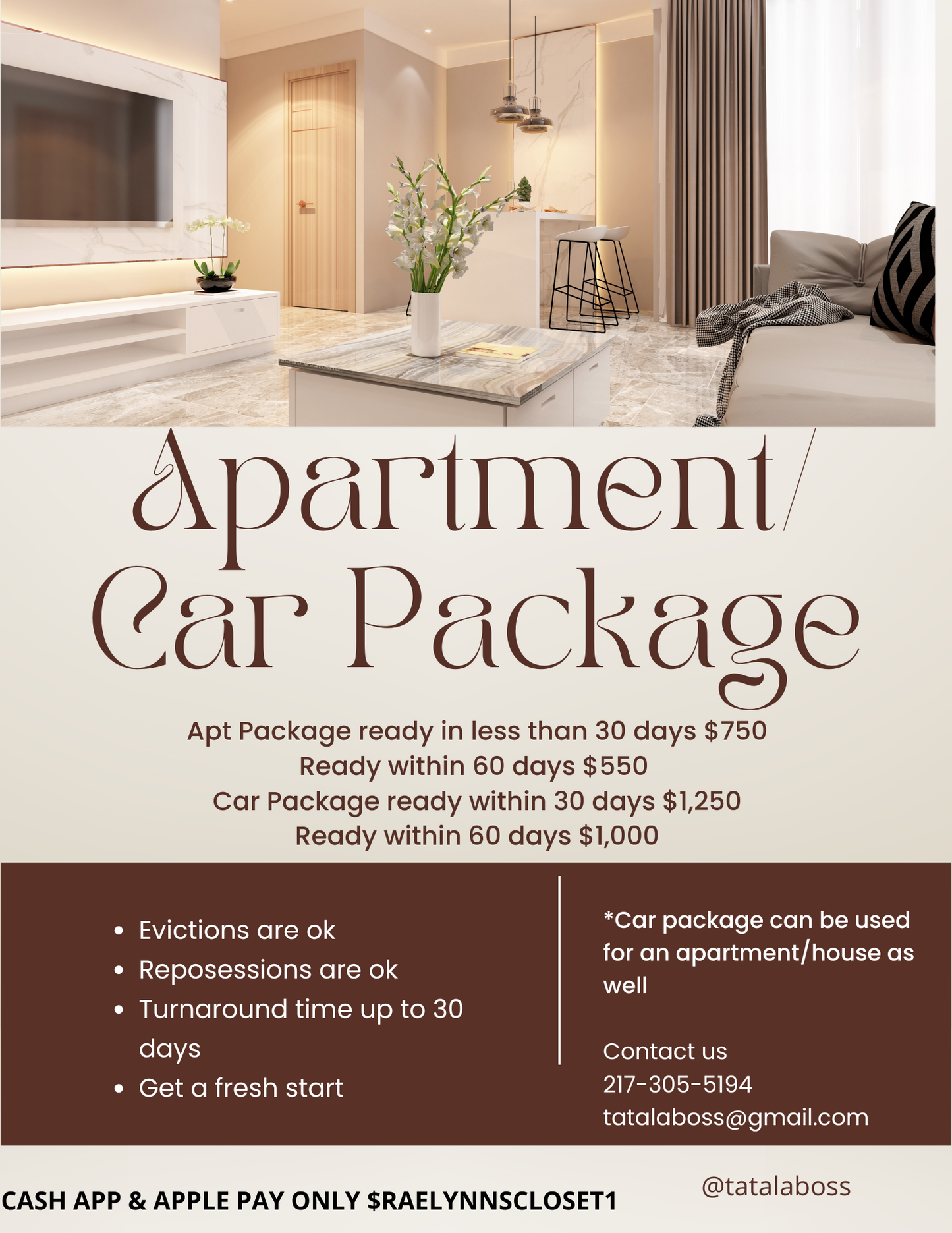 Apartment/Car Package