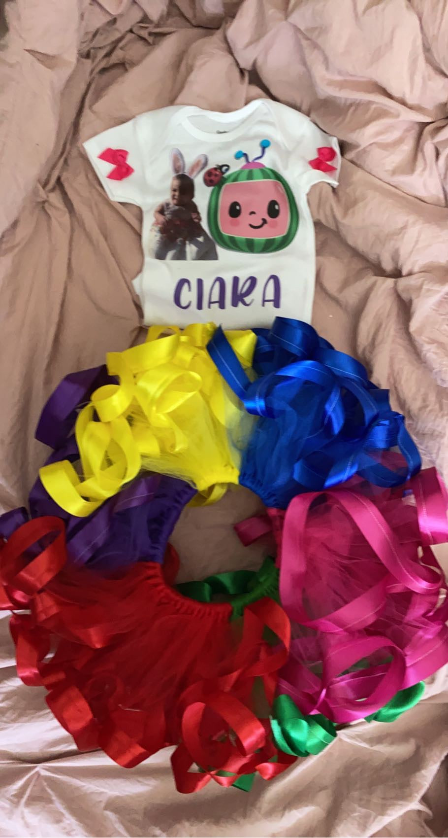 Ribbon Trim Tutu Set